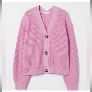 H&M Pink Wool Knit Crop Cardigan